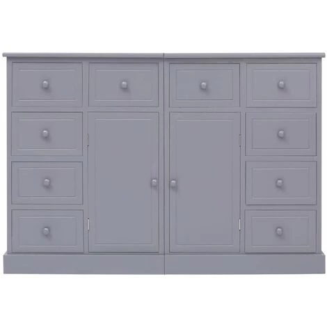 Hommoo Buffet Avec 10 Tiroirs Gris 113 X 30 X 79 Cm Bois HDV24717 4 Hommoo Buffet Avec 10 Tiroirs Gris 113 X 30 X 79 Cm Bois HDV24717 – Image 4