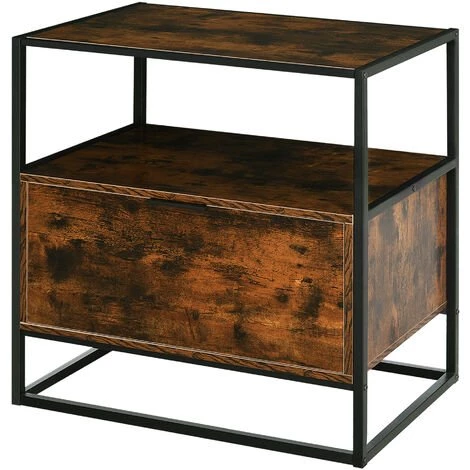 HOMCOM Console Meuble De Rangement Style Industriel Vintage Grand Tiroir, étagère Et Plateau Aspect Vieux Bois Veinage Métal Noir - Marron 1 HOMCOM Console Meuble De Rangement Style Industriel Vintage Grand Tiroir, étagère Et Plateau Aspect Vieux Bois Veinage Métal Noir - Marron