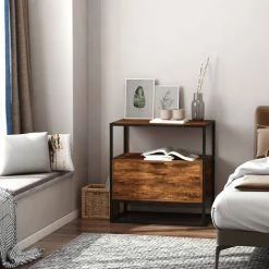 HOMCOM Console Meuble De Rangement Style Industriel Vintage Grand Tiroir, étagère Et Plateau Aspect Vieux Bois Veinage Métal Noir - Marron 6 HOMCOM Console Meuble De Rangement Style Industriel Vintage Grand Tiroir, étagère Et Plateau Aspect Vieux Bois Veinage Métal Noir - Marron -Buffet et enfilade Soldes 25571011 2