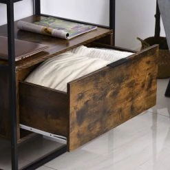 HOMCOM Console Meuble De Rangement Style Industriel Vintage Grand Tiroir, étagère Et Plateau Aspect Vieux Bois Veinage Métal Noir - Marron 9 HOMCOM Console Meuble De Rangement Style Industriel Vintage Grand Tiroir, étagère Et Plateau Aspect Vieux Bois Veinage Métal Noir - Marron -Buffet et enfilade Soldes 25571011 5