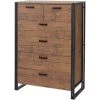 Buffet Haut HHG-161, 115x80x40cm, 6 Tiroirs, Aspect Chêne