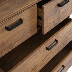 Buffet Haut HHG-161, 115x80x40cm, 6 Tiroirs, Aspect Chêne -Buffet et enfilade Soldes 25617523 5