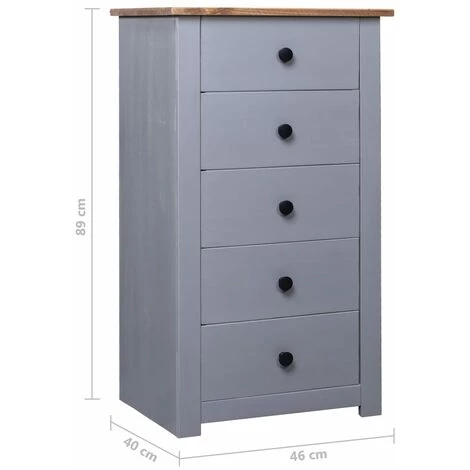 ASUPERMALL Buffet Gris 46x40x89 Cm Pin Assortiment Panama 4 ASUPERMALL Buffet Gris 46x40x89 Cm Pin Assortiment Panama – Image 4