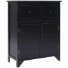 ASUPERMALL Armoire Laterale Noir 60x30x75 Cm Bois De Paulownia