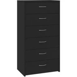 ASUPERMALL Buffet Avec 6 Tiroirs Noir 50x34x96 Cm Agglomere -Buffet et enfilade Soldes 25977998 3