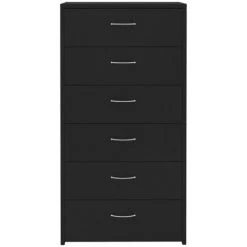 ASUPERMALL Buffet Avec 6 Tiroirs Noir 50x34x96 Cm Agglomere -Buffet et enfilade Soldes 25977998 4