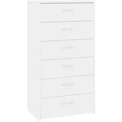 ASUPERMALL Buffet Avec 6 Tiroirs Blanc Brillant 50x34x96 Cm Agglomere -Buffet et enfilade Soldes 25978033 3