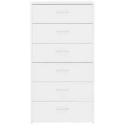 ASUPERMALL Buffet Avec 6 Tiroirs Blanc Brillant 50x34x96 Cm Agglomere -Buffet et enfilade Soldes 25978033 4