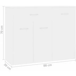 ASUPERMALL Buffet Blanc Brillant 88x30x70 Cm Agglomere -Buffet et enfilade Soldes 25978144 3
