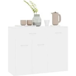 ASUPERMALL Buffet Blanc Brillant 88x30x70 Cm Agglomere -Buffet et enfilade Soldes 25978144 5
