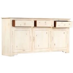 TRUE DEAL Buffet Blanc 160 X 40 X 80 Cm Bois De Manguier Massif 8 TRUE DEAL Buffet Blanc 160 X 40 X 80 Cm Bois De Manguier Massif -Buffet et enfilade Soldes 26224848 4