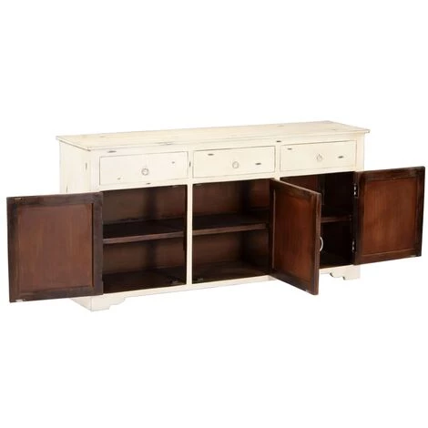 TRUE DEAL Buffet Blanc 160 X 40 X 80 Cm Bois De Manguier Massif 5 TRUE DEAL Buffet Blanc 160 X 40 X 80 Cm Bois De Manguier Massif – Image 5