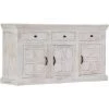 TRUE DEAL Buffet Blanc 140 X 40 X 74 Cm Bois De Manguier Massif