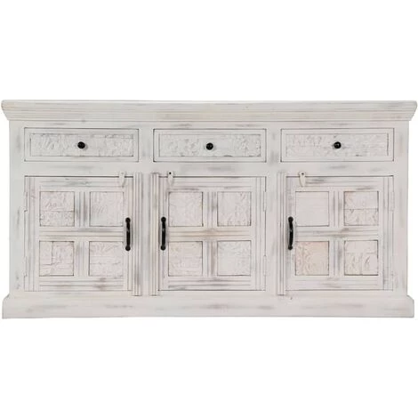 TRUE DEAL Buffet Blanc 140 X 40 X 74 Cm Bois De Manguier Massif 2 TRUE DEAL Buffet Blanc 140 X 40 X 74 Cm Bois De Manguier Massif â Image 2