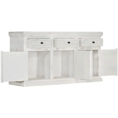 TRUE DEAL Buffet Blanc 140 X 40 X 74 Cm Bois De Manguier Massif 3 TRUE DEAL Buffet Blanc 140 X 40 X 74 Cm Bois De Manguier Massif â Image 3