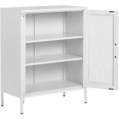 BELIANI Buffet En Acier Blanc - Blanc 5 BELIANI Buffet En Acier Blanc - Blanc – Image 5