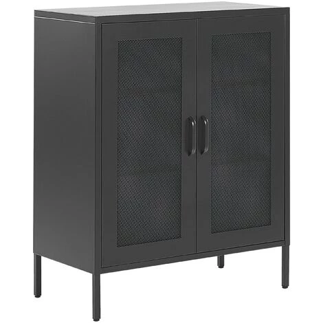 BELIANI Buffet En Acier Noir - Noir 1 BELIANI Buffet En Acier Noir - Noir