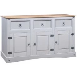 TRUE DEAL Buffet Pin Mexicain Massif Gamme Corona Gris 132 X 43 X 78 Cm