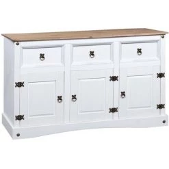 TRUE DEAL Buffet Pin Mexicain Massif Gamme Corona Blanc 132 X 43 X 78 Cm