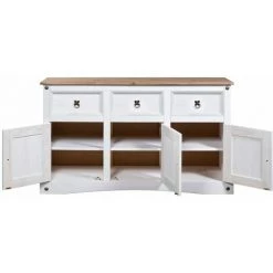 TRUE DEAL Buffet Pin Mexicain Massif Gamme Corona Blanc 132 X 43 X 78 Cm -Buffet et enfilade Soldes 26272019 4