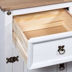 TRUE DEAL Buffet Pin Mexicain Massif Gamme Corona Blanc 132 X 43 X 78 Cm -Buffet et enfilade Soldes 26272019 5