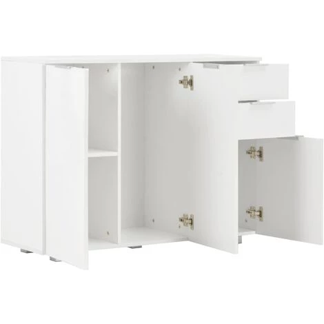 TRUE DEAL Buffet Blanc Brillant 107 X 35 X 76 Cm 4 TRUE DEAL Buffet Blanc Brillant 107 X 35 X 76 Cm – Image 4