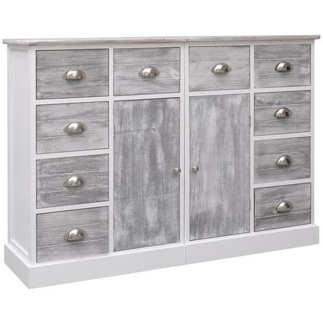 TRUE DEAL Buffet Avec 10 Tiroirs Gris 113 X 30 X 79 Cm Bois 1 TRUE DEAL Buffet Avec 10 Tiroirs Gris 113 X 30 X 79 Cm Bois