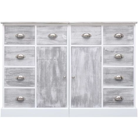 TRUE DEAL Buffet Avec 10 Tiroirs Gris 113 X 30 X 79 Cm Bois 2 TRUE DEAL Buffet Avec 10 Tiroirs Gris 113 X 30 X 79 Cm Bois – Image 2