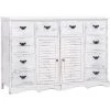 TRUE DEAL Buffet Avec 10 Tiroirs Blanc 113 X 30 X 79 Cm Bois