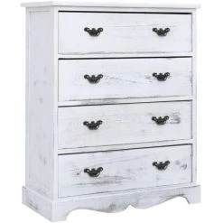 TRUE DEAL Armoire à Tiroirs Blanc 60 X 30 X 75 Cm Bois