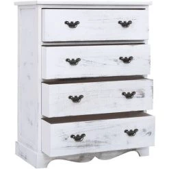 TRUE DEAL Armoire à Tiroirs Blanc 60 X 30 X 75 Cm Bois -Buffet et enfilade Soldes 26273628 3