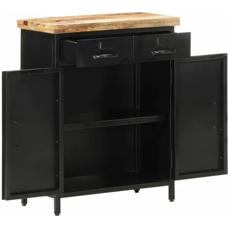 VidaXL Buffet 60x30x76 Cm Bois De Manguier Brut - Brun 2 VidaXL Buffet 60x30x76 Cm Bois De Manguier Brut - Brun – Image 2