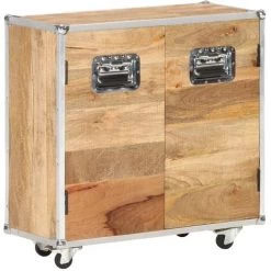 TRUE DEAL Buffet Avec 2 Portes 70x30x69 Cm Bois De Manguier Massif