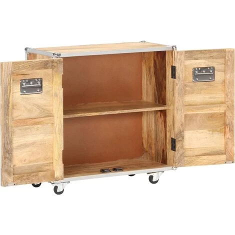 TRUE DEAL Buffet Avec 2 Portes 70x30x69 Cm Bois De Manguier Massif 2 TRUE DEAL Buffet Avec 2 Portes 70x30x69 Cm Bois De Manguier Massif – Image 2