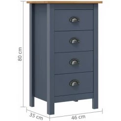 TRUE DEAL Buffet Hill Range Gris 46x35x80 Cm Bois De Pin Solide -Buffet et enfilade Soldes 26300419 4