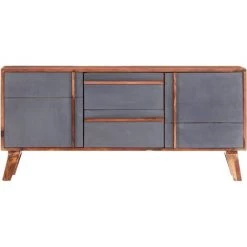 VidaXL Buffet Gris 120x30x55 Cm Bois Massif - Gris 7 VidaXL Buffet Gris 120x30x55 Cm Bois Massif - Gris -Buffet et enfilade Soldes 26309864 3