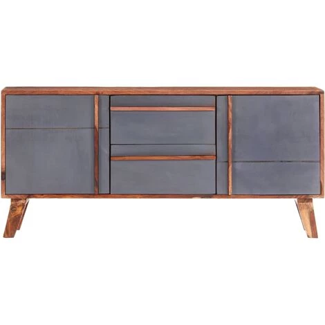 VidaXL Buffet Gris 120x30x55 Cm Bois Massif - Gris 3 VidaXL Buffet Gris 120x30x55 Cm Bois Massif - Gris – Image 3