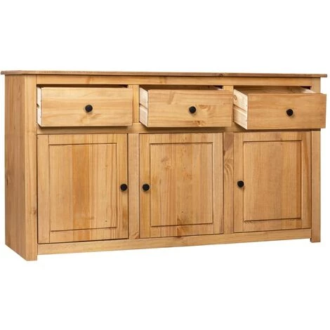 YOUTHUP Buffet 135x40x80 Cm Pin Solide Assortiment Panama - Brun 3 YOUTHUP Buffet 135x40x80 Cm Pin Solide Assortiment Panama - Brun – Image 3