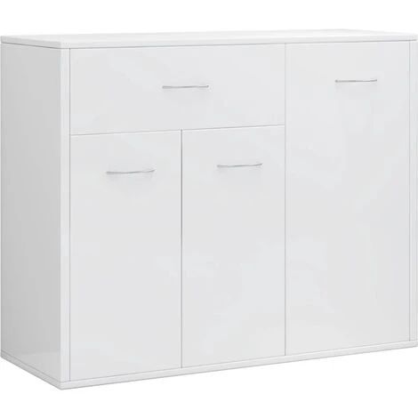 YOUTHUP Buffet Blanc Brillant 88x30x70 Cm Aggloméré - Blanc 2 YOUTHUP Buffet Blanc Brillant 88x30x70 Cm Aggloméré - Blanc – Image 2