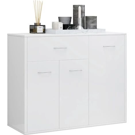 YOUTHUP Buffet Blanc Brillant 88x30x70 Cm Aggloméré - Blanc 4 YOUTHUP Buffet Blanc Brillant 88x30x70 Cm Aggloméré - Blanc – Image 4