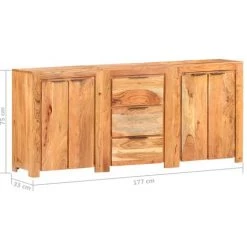 Buffet Avec 3 Tiroirs Et 4 Portes Bois D'Acacia Solide VidaXL -Buffet et enfilade Soldes 26591618 5