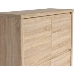 HUCOCO KASPIANO - Buffet Moderne Salon Séjour - Style Scandinave - 112,5x105x40,5 Cm - Commode - Meuble De Rangement - Beige -Buffet et enfilade Soldes 26637898 4