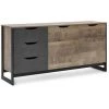 Buffets BOBOCHIC - Buffet 161 Cm ARDENSIA Chêne Vieilli Et Graphite - Marron