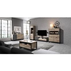 Buffets BOBOCHIC - Buffet 161 Cm ARDENSIA Chêne Vieilli Et Graphite - Marron -Buffet et enfilade Soldes 26660958 5