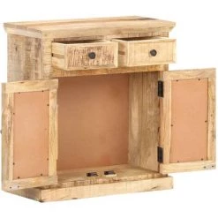 VidaXL Buffet 65x32x70 Cm Bois De Manguier Massif Et Canne Naturelle - Brun -Buffet et enfilade Soldes 26776630 2