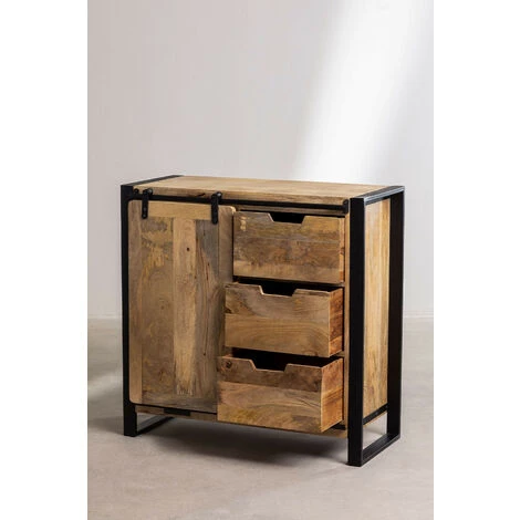 Buffet En Bois Kiefer SKLUM Bois De Manguiers - Fer - Black&Natural 4 Buffet En Bois Kiefer SKLUM Bois De Manguiers - Fer - Black&Natural – Image 4