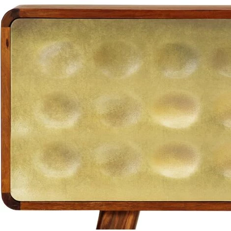TRUE DEAL Buffet Bois De Sesham Solide Imprimé Doré 90 X 30 X 77 Cm 4 TRUE DEAL Buffet Bois De Sesham Solide Imprimé Doré 90 X 30 X 77 Cm – Image 4