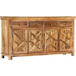 TRUE DEAL Buffet Avec 4 Tiroirs 160 X 40 X 85 Cm Bois Massif De Manguier