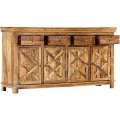 TRUE DEAL Buffet Avec 4 Tiroirs 160 X 40 X 85 Cm Bois Massif De Manguier 8 TRUE DEAL Buffet Avec 4 Tiroirs 160 X 40 X 85 Cm Bois Massif De Manguier -Buffet et enfilade Soldes 26798508 4