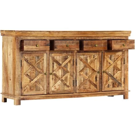 TRUE DEAL Buffet Avec 4 Tiroirs 160 X 40 X 85 Cm Bois Massif De Manguier 4 TRUE DEAL Buffet Avec 4 Tiroirs 160 X 40 X 85 Cm Bois Massif De Manguier – Image 4